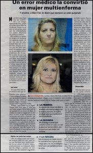 En la foto se ve un articulo de un periódico contando el problema que tiene Mari Feli